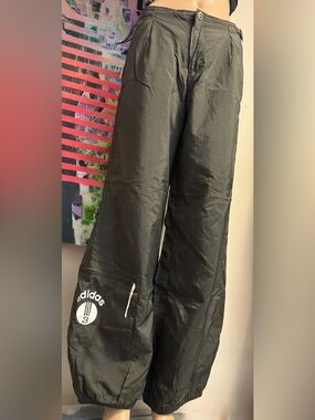 Adidas Green Wide Leg Track Pants with Pockets